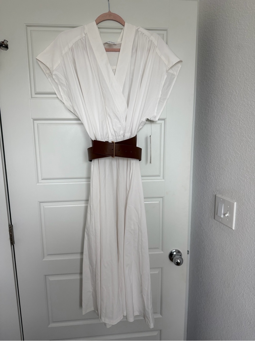 Calvin Klein White V-Neck Maxi Dress with Dolman Sleeves
